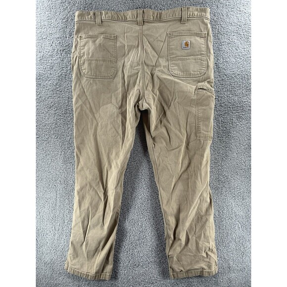 Carhartt Utility Carpenter Relaxed Fit Pants Mens 42x32 Tan Work Pockets Canvas - Picture 6 of 12